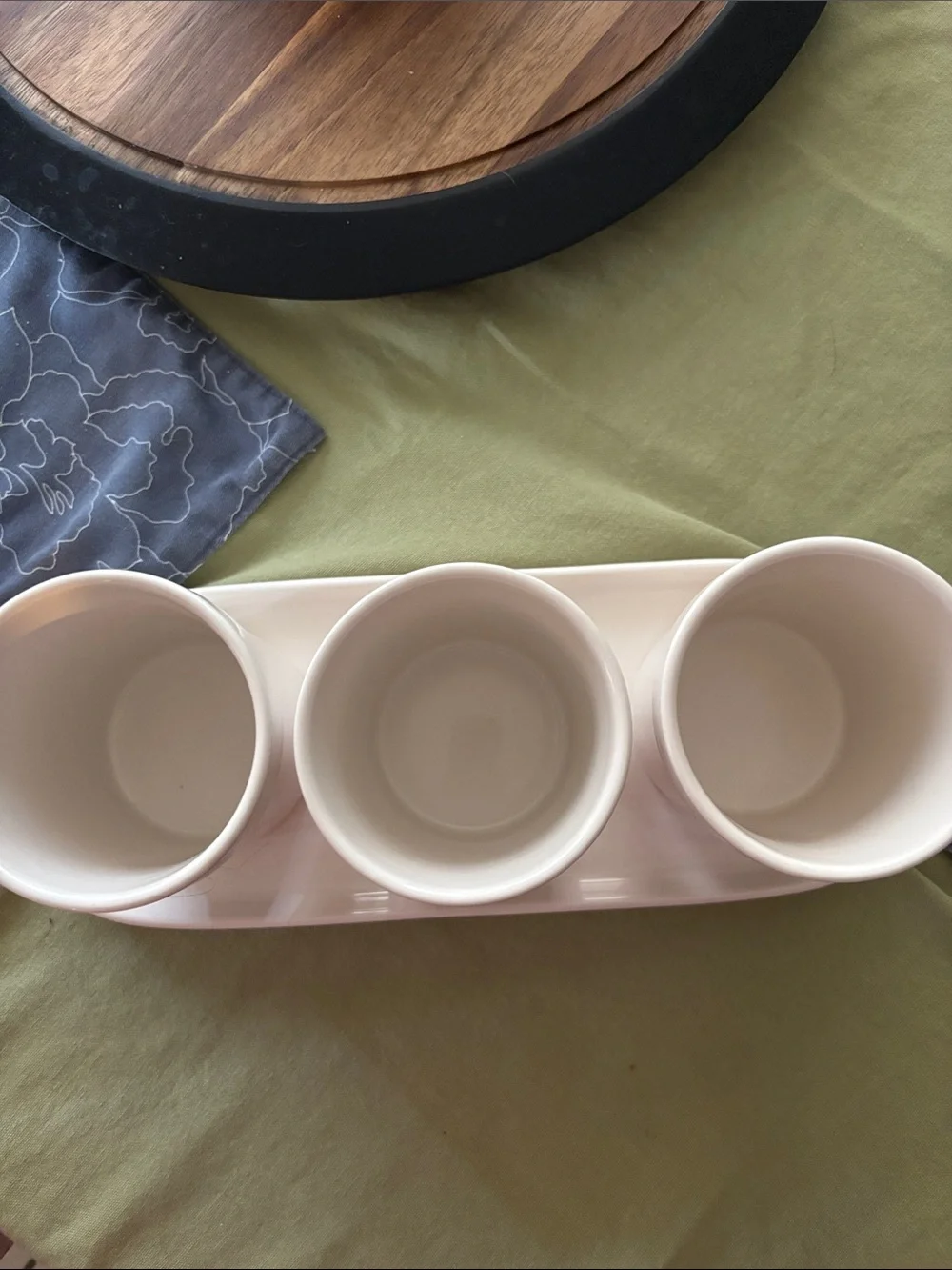 Rae Dunn White Ceramic Knife Spoon Fork Holder Set